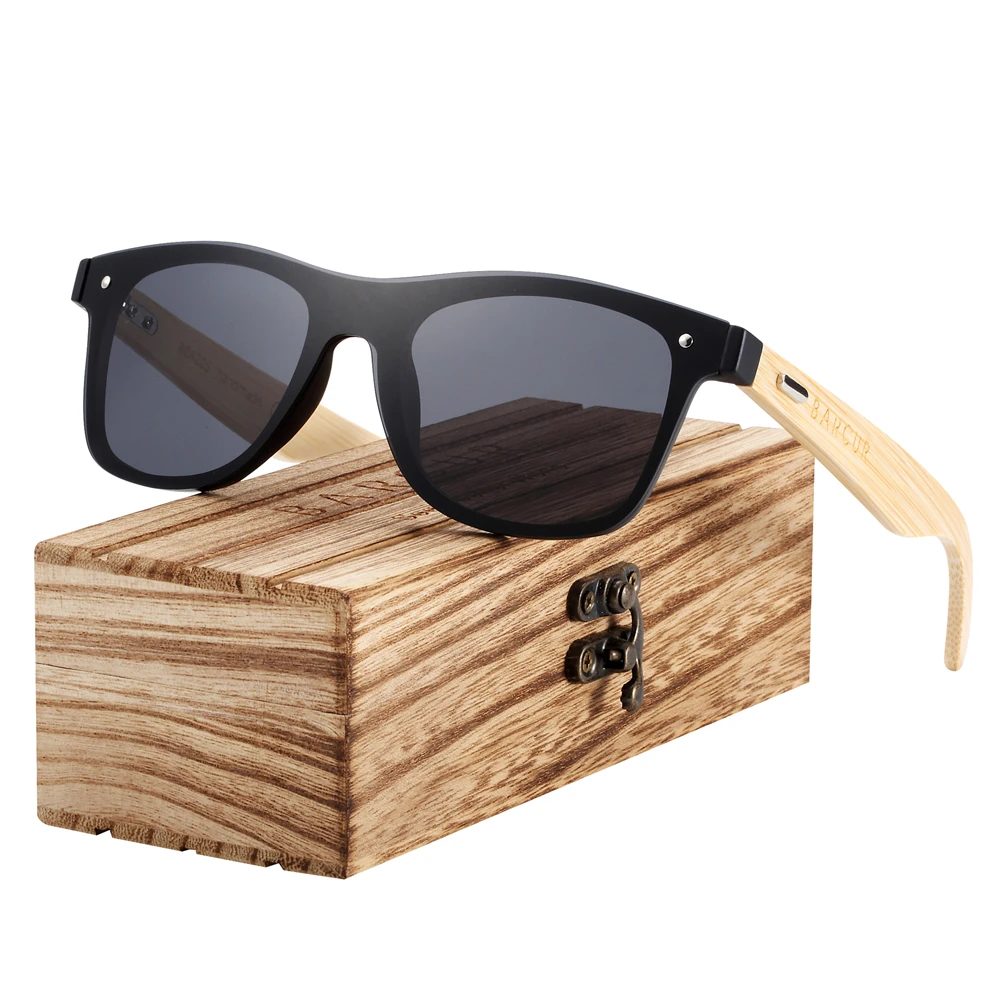 BARCUR New Polarized Bamboo Sunglasses for Men Women Handmade Wood Sun Glasses Black Lenses UV400 Eyewear oculos de sol BARCUR New Polarized Bamboo Sunglasses for Men Women Handmade Wood Sun Glasses Black Lenses UV400 Eyewear oculos de sol