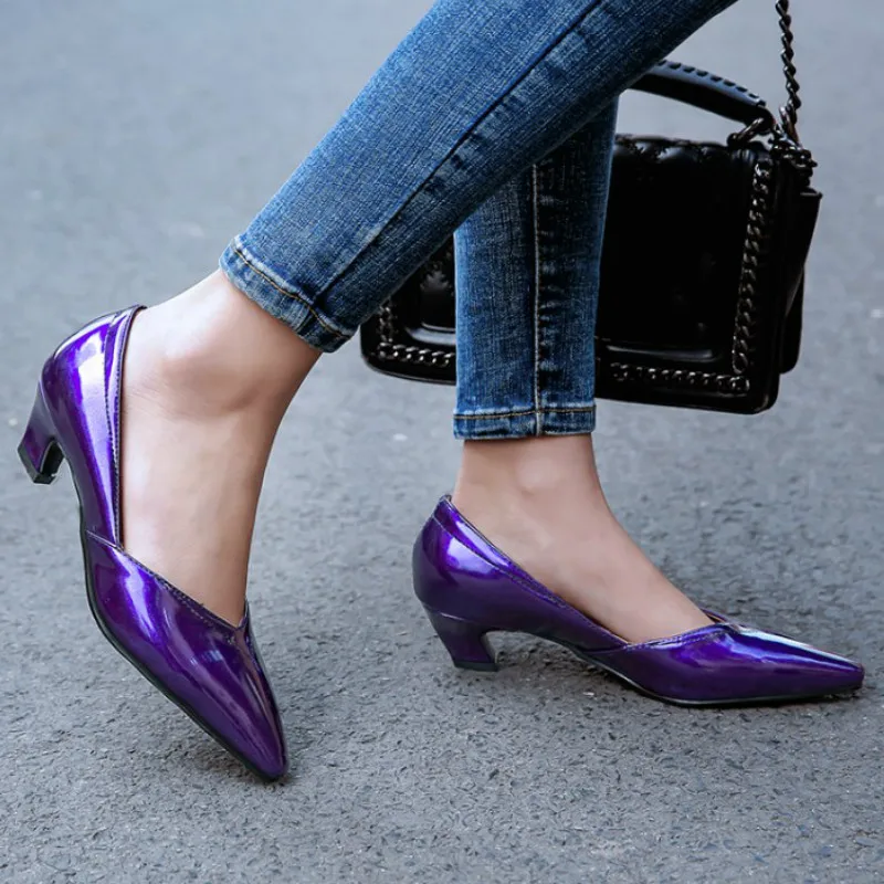 

Womens Kitten Heel Shallow Deep V Pointed Toe Slip-on PU Pumps Shoes Office Lady Shoes Evening Party Shoes Size 33 Plus Size