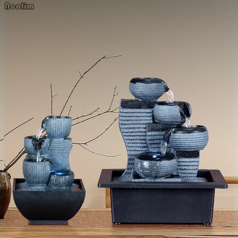 Смоляные скальные камни, фонтан, водопад, фэн-шуй, настольный пейзаж ...