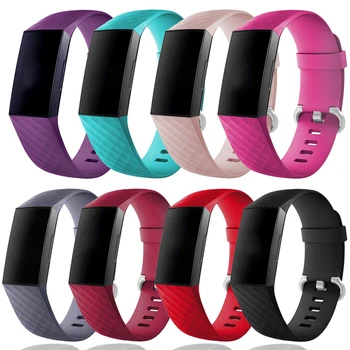 

13 Colors Diamond silicone bracelet Men Women Strap for Fitbit Charge 3 Smartwatch Replacement Bands for fitbit charge 4 Correa