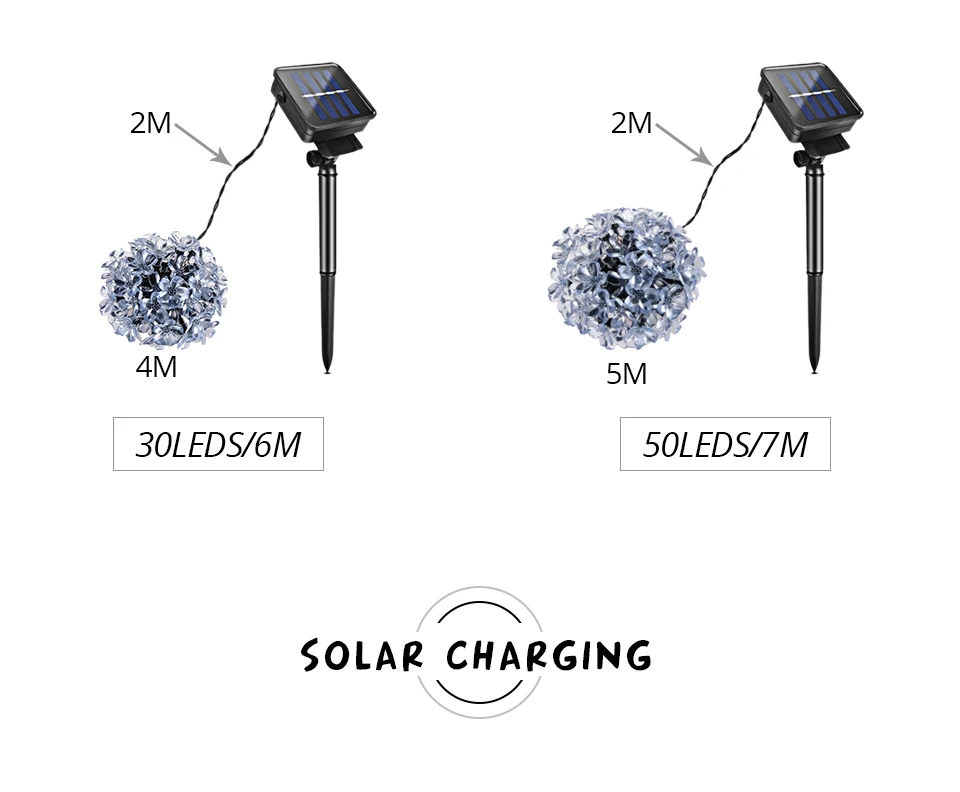 6M 7M Sakura Flower Solar 8Mode Waterproof Lamp Power RGB LED String Fairy Lights Garden Christmas Holiday Outdoor Decor (4)