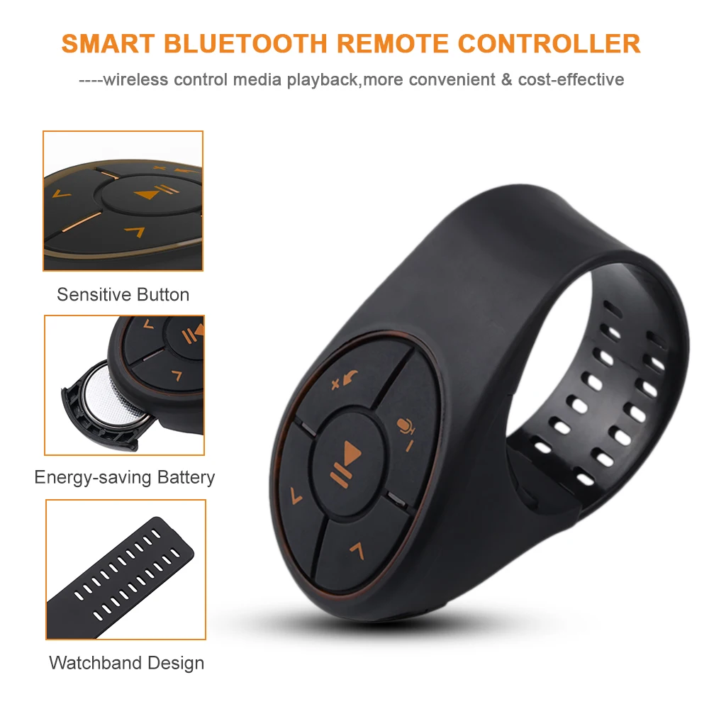 

kebidumei wireless Bluetooth Car Remote Control Chain Car Kit Receiver Media Button For Car Steering Wheel Bike For IOS Android