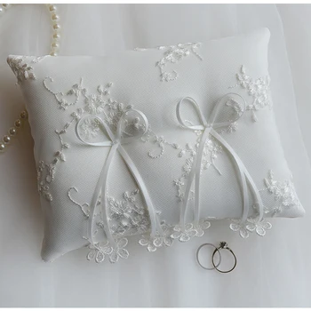 

New Wedding Ring Pillow Cushion Lace flowers Pincushion Rings Party Decoration Bride Wedding Decoration Supplies accessories