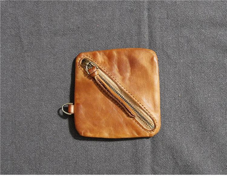 Aetoo Ретро Старый квадратный первый слой кожаный кошелек мужчины кожаный мешок монет женский мини сумка