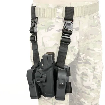 

PPT Black Tan Tactical Holster For Glock 17 with Leg Platform with Magazine Pouch Right Hand Holster For Hunting GZ7-0097