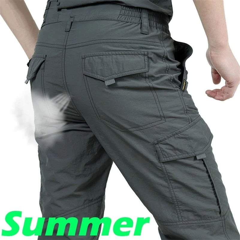 

Men's Thin Pants Cargo Work Army Breathable Waterproof Quick Dry Men Pants Casual Summer Trousers Military Style Tactical Pants
