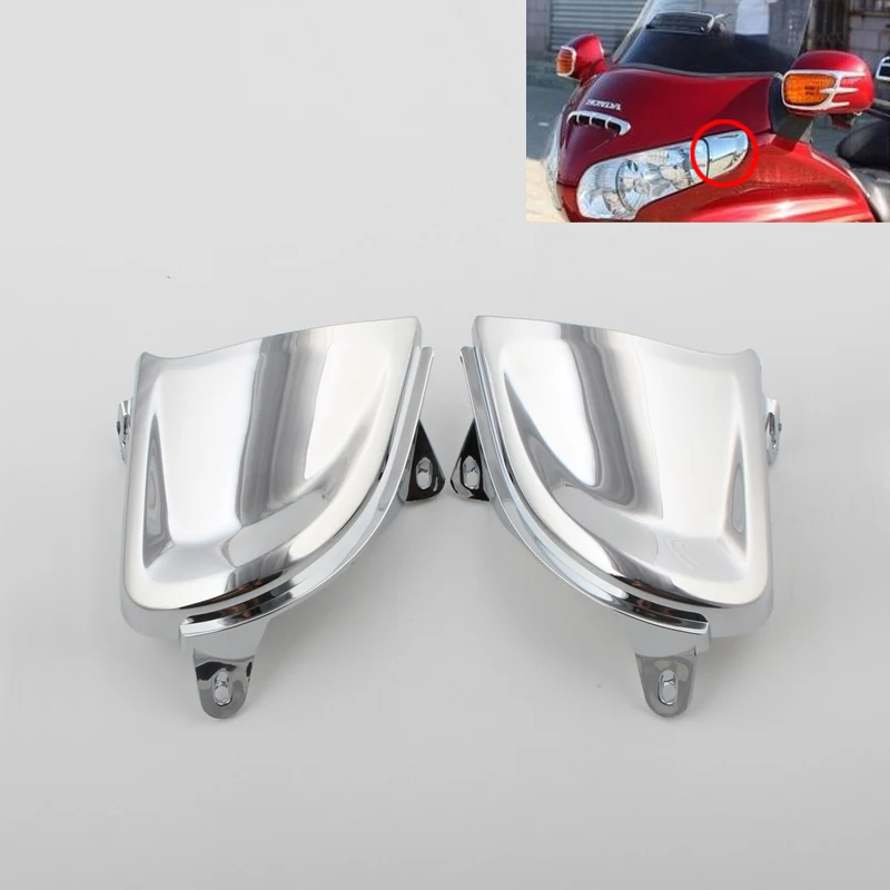

2PCS Chrome Front Headlight Cover Trims Case for Honda Goldwing GL1800 2001-2011 2002 2003 2004 2005 2006 2007 2008 2009 2010