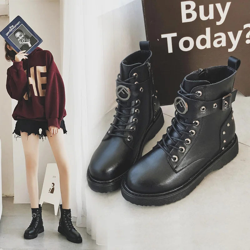 

MYCORON 2018 Top Brand Genuine Leather Women Martin Boots Winter Warm Boots Feminina Ankle Fashion Shoes Women Sapatos