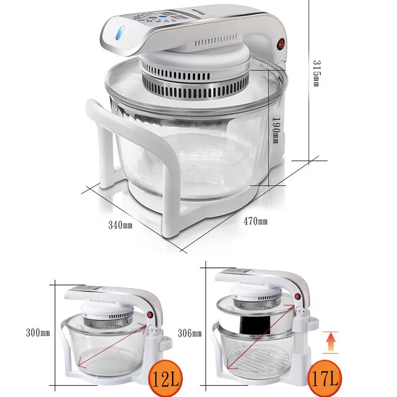 Интеллектуальная световая сковорода 1300 Вт автоматическая защита от отключения питания 220 В стеклянная безмасляная воздушная фритюрница CKY-888