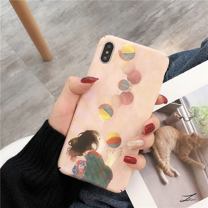 Чехол для телефона с японским кимоно шар девочек iphone 6 6s 7 8 Plus полноразмерный