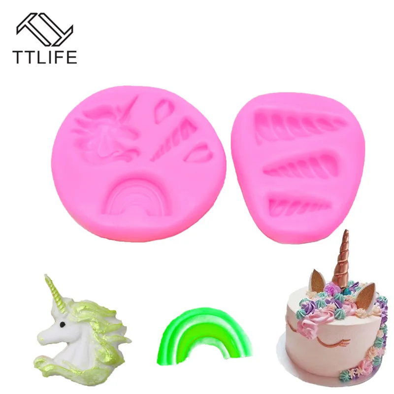 

TTLIFE 2 Styles Unicorn Silicone Mold Fondant Cake Pastry Cupcake Decorating Tools Chocolate Sugarcraft Confeitaria Baking Mould