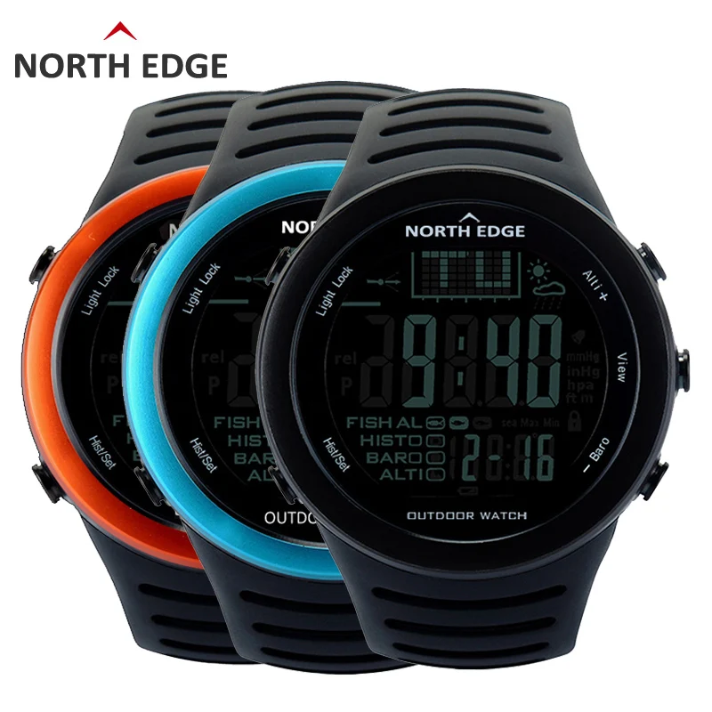 Kopen NORTHEDGE Mannen Digitale horloges outdoor horloge klok Vissen weer Hoogtemeter Barometer Thermometer Hoogte Klimmen Wandelen uur
