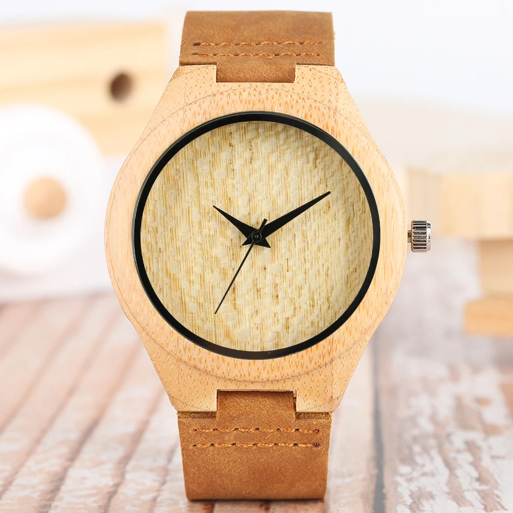 

Bamboo Watches Quartz Simple Fashion Wrist Wooden Watch for Men reloj masculino Casual Natural Leather Handmade Mens Clock