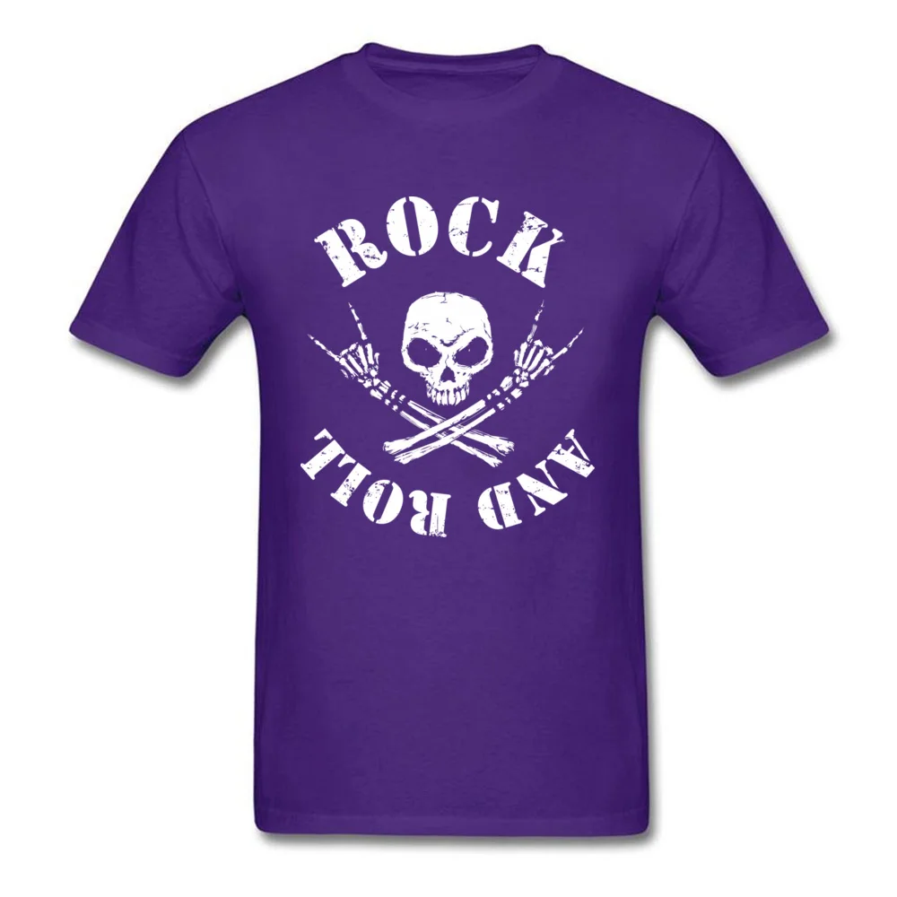 ROCK N ROLL Male 2018 Birthday Tops Tees Round Collar Thanksgiving Day 100% Cotton T Shirts Normal Short Sleeve Tee-Shirts ROCK N ROLL purple