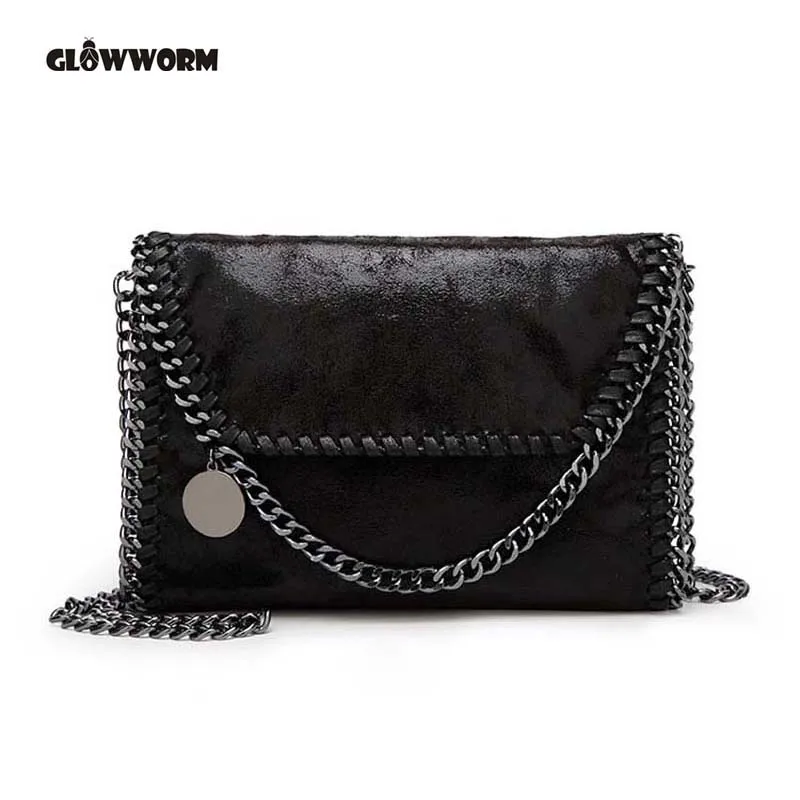 Koop 2017 Nieuwe Vrouwen Bericht Tas Pu Mode Draagbare 2 Kettingen Tas Geweven schoudertas bolsa feminina carteras mujer stella handtassen