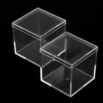 

2Pcs Mini Size Square Empty Clear Plastic Storage Containers Box Case with Lids for Small Items and Other Crafts