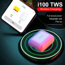 Оригинальные i100 TWS 1:1 всплывающие 5,0 Bluetooth беспроводные наушники раздельное использование беспроводной зарядки PK W1 чип i30 i60 i80 i200 TWS i100
