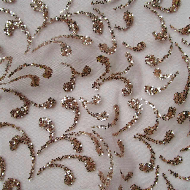 4 yards fashion rose gold glitter sequin net fabric french Shining sexy
