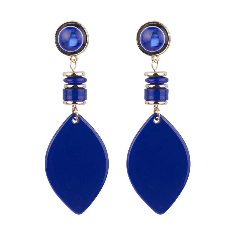 YUQINQIN Trendy Drop Earrings for Women Acrylic Earrings Female Statement Long Blue Dangling Fashion Elegant Resin Party Earring (7) - 