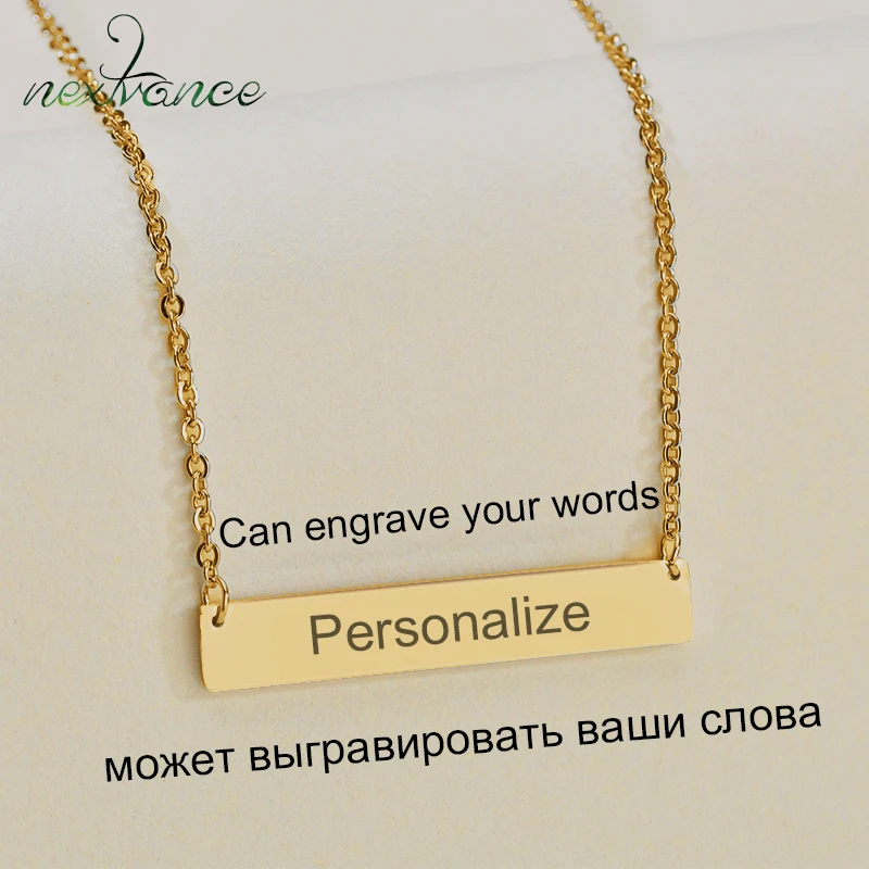 

Nextvance Personalized Engrave Bar Pendant Necklace Custom Name Words Letter Chain Necklaces For Birthday Gift