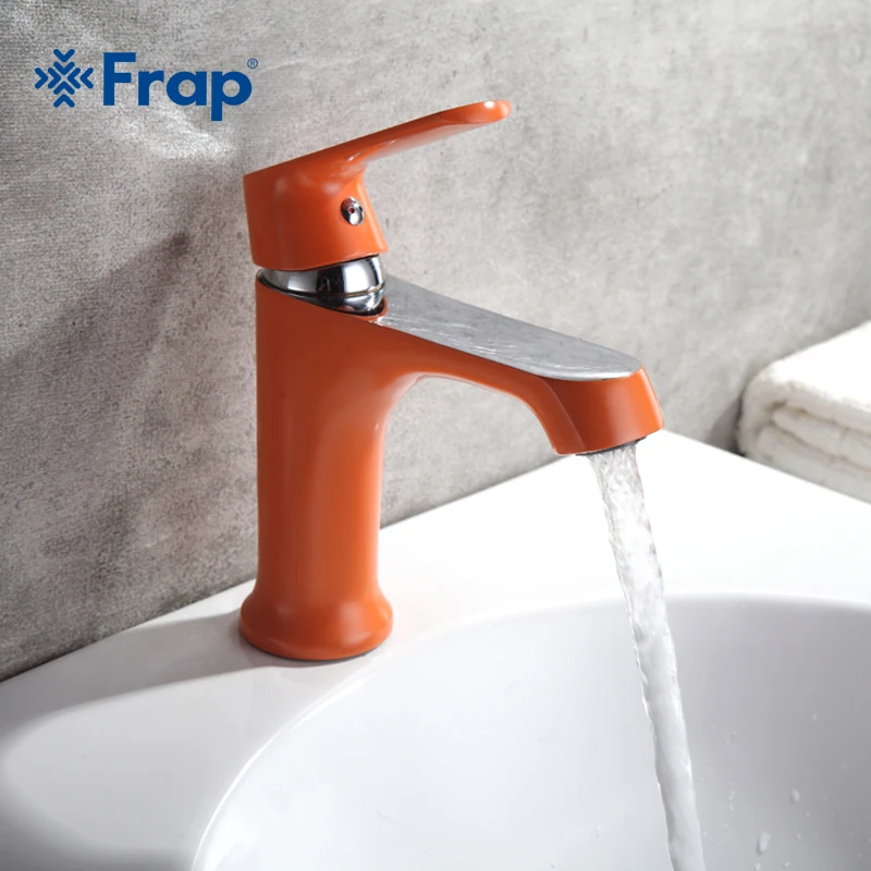 FRAP Basin Faucets white orange green basin faucet bathroom basin mixer taps saving water brass sink faucet cold and hot water