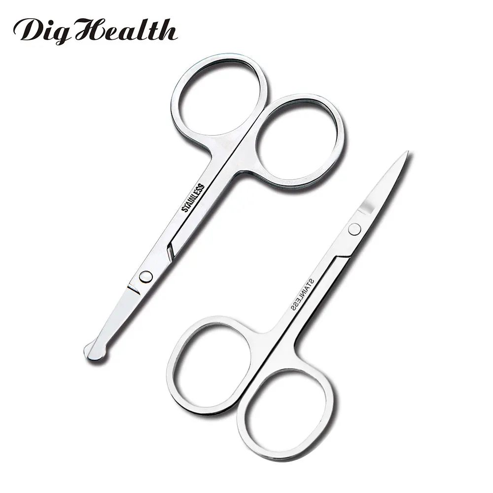 

Dighealth 2ps Eyebrow Scissor Makeup Tool Nose Hair Scissors Stainless Steel Eyebrow Trimmer Grooming Face Hair Removal