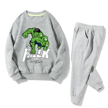 Детские весенние спортивные костюмы с принтом Халка, комплект одежды для мальчиков и девочек, Осенние хлопковые спортивные комплекты одежды, костюмы для Kuds, 2 предмета, JZ011