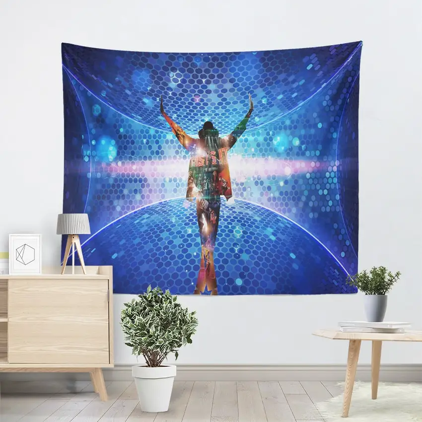 Music Bar Michael Jackson Decorative Tapestry Living Room Wall Hanging Tapestries Boho Bedroom Wall Carpet Blanket Blue 3 Size