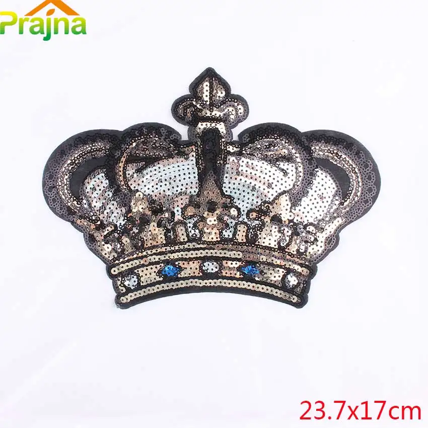 Prajna Королева Корона патчи блестки патч золотой большой размер футболки