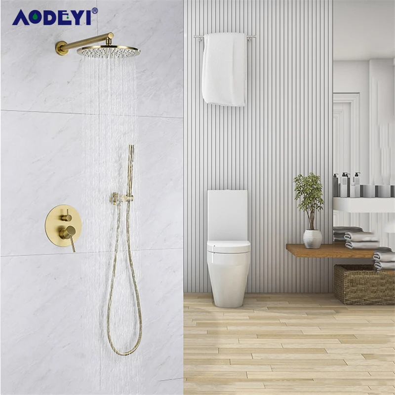 Messing Gebürstet Gold Feste Bad Dusche Set Rianfall Dusche Kopf Dusche Wasserhahn Wand Montiert Dusche Arm Mixer Wasser Set 8 -12 zoll Messing Gebürstet Gold Feste Bad Dusche Set Rianfall Dusche Kopf Dusche Wasserhahn Wand Montiert Dusche Arm Mixer Wasser Set 8 -12 zoll