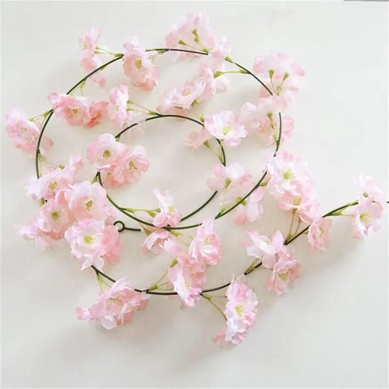 180cm Sakura Cherry Rattan Wedding Arch Decoration Vine Artificial Silk Flowers For Wedding Party Home Decoration VWF5233 180cm Sakura Cherry Rattan Wedding Arch Decoration Vine Artificial Silk Flowers For Wedding Party Home Decoration VWF5233
