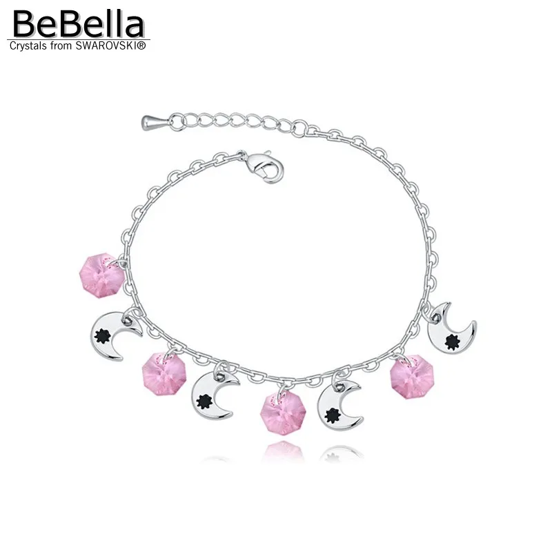 BeBella, Новое поступление, модный браслет с Луной и звездой, сделанный с австрийскими кристаллами Swarovski для девочек, рождественский подарок - Окраска металла: Light Rose