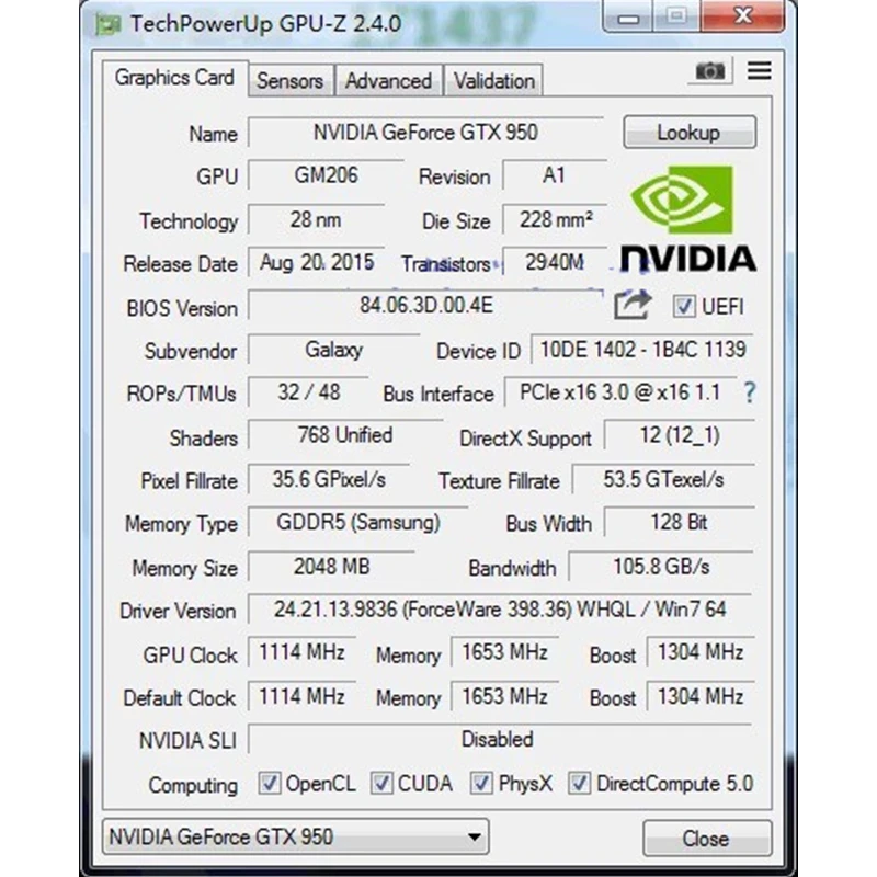 GIGABYTE Original GPU GTX 950 2 Гб видеокарта 128Bit GDDR5 видеокарты для nVIDIA Geforce GTX950