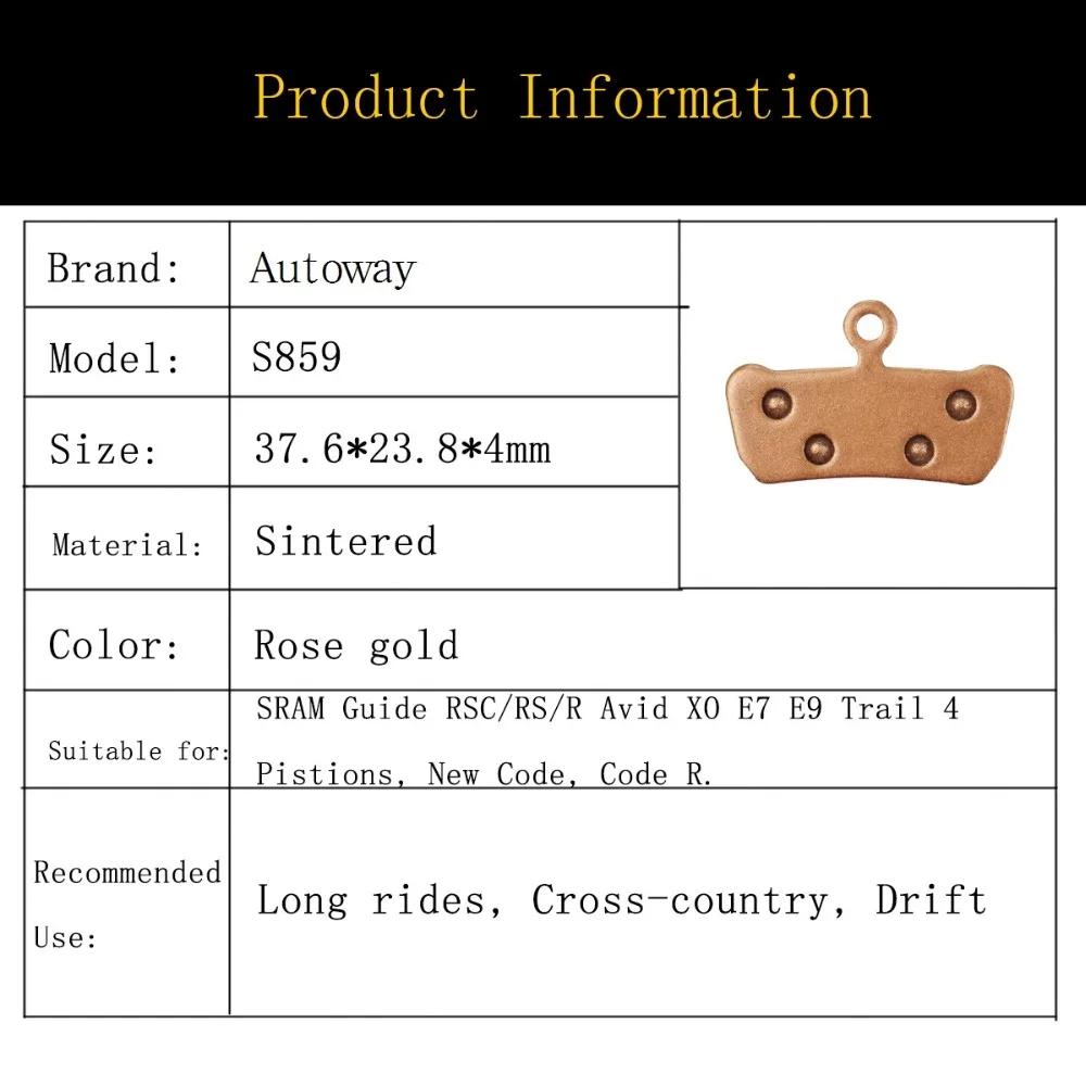Metal Sintered Disc Brake Pads for SRAM Guide RSC//RS//R Avid XO E7 E9 Trail-2pair