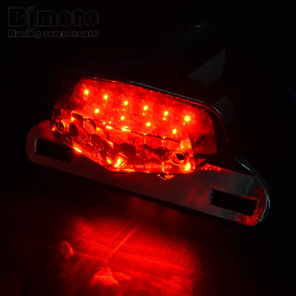  BJMOTO Emark Retro Red LED Rear Tail Brake Stop Light License Number Plate Taillight For Harley Hon - 32819951050