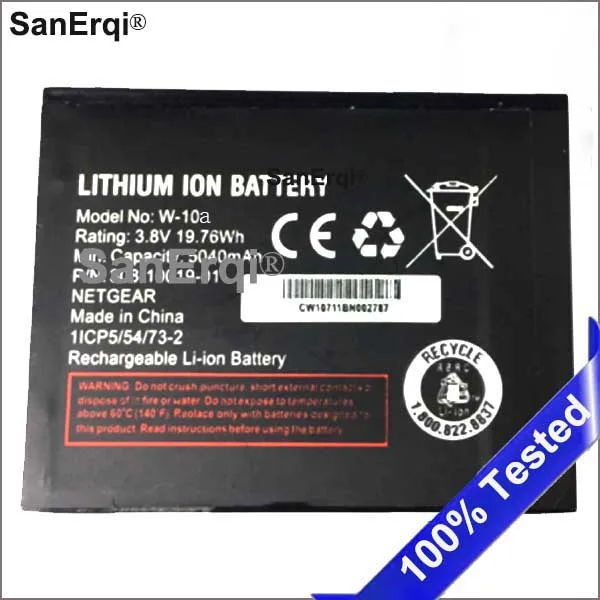 

5040mAh/19.76Wh 3.8V W10a W-10a Replacement Battery For NETGEAR NightHawk M1 MR110 Battery