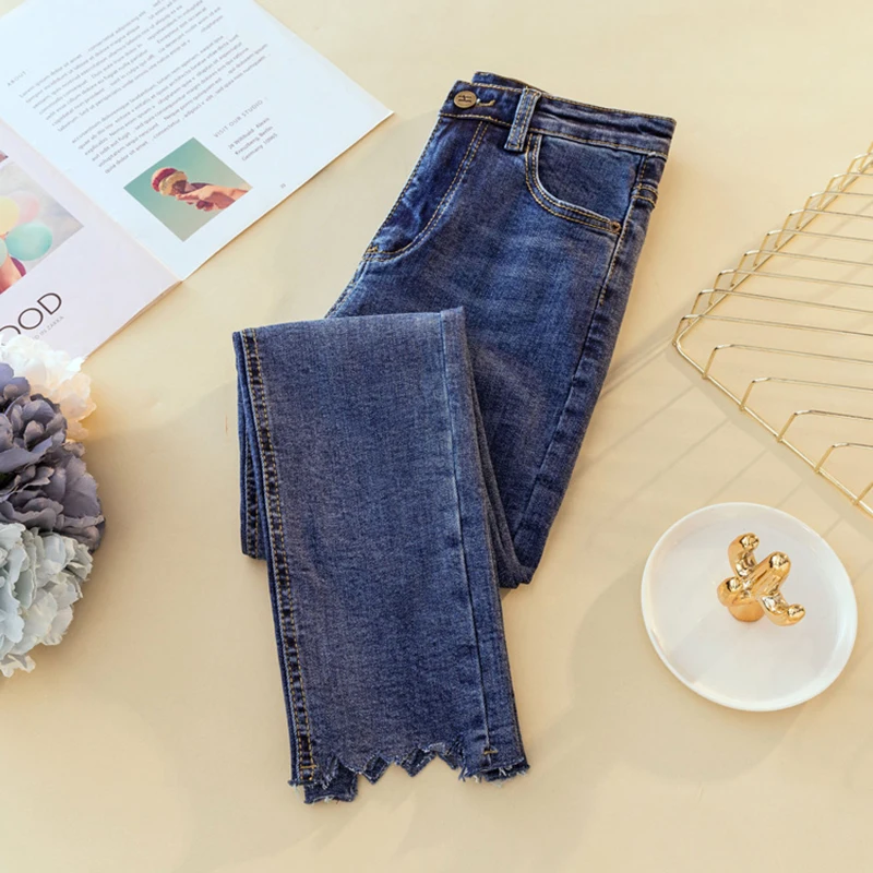 

2019 Fashion Casual Straight Jeans Woman High Waist Stretch Blue Mom jeans Plus Size Ladies women jeans boyfriend jeans mujer