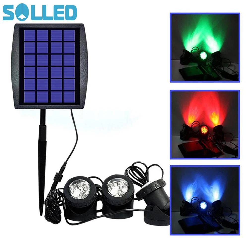 

SOLLED Solar Powered IP68 Waterproof LED RGB Landscape Spotlight Outdoor Security Night Ligh