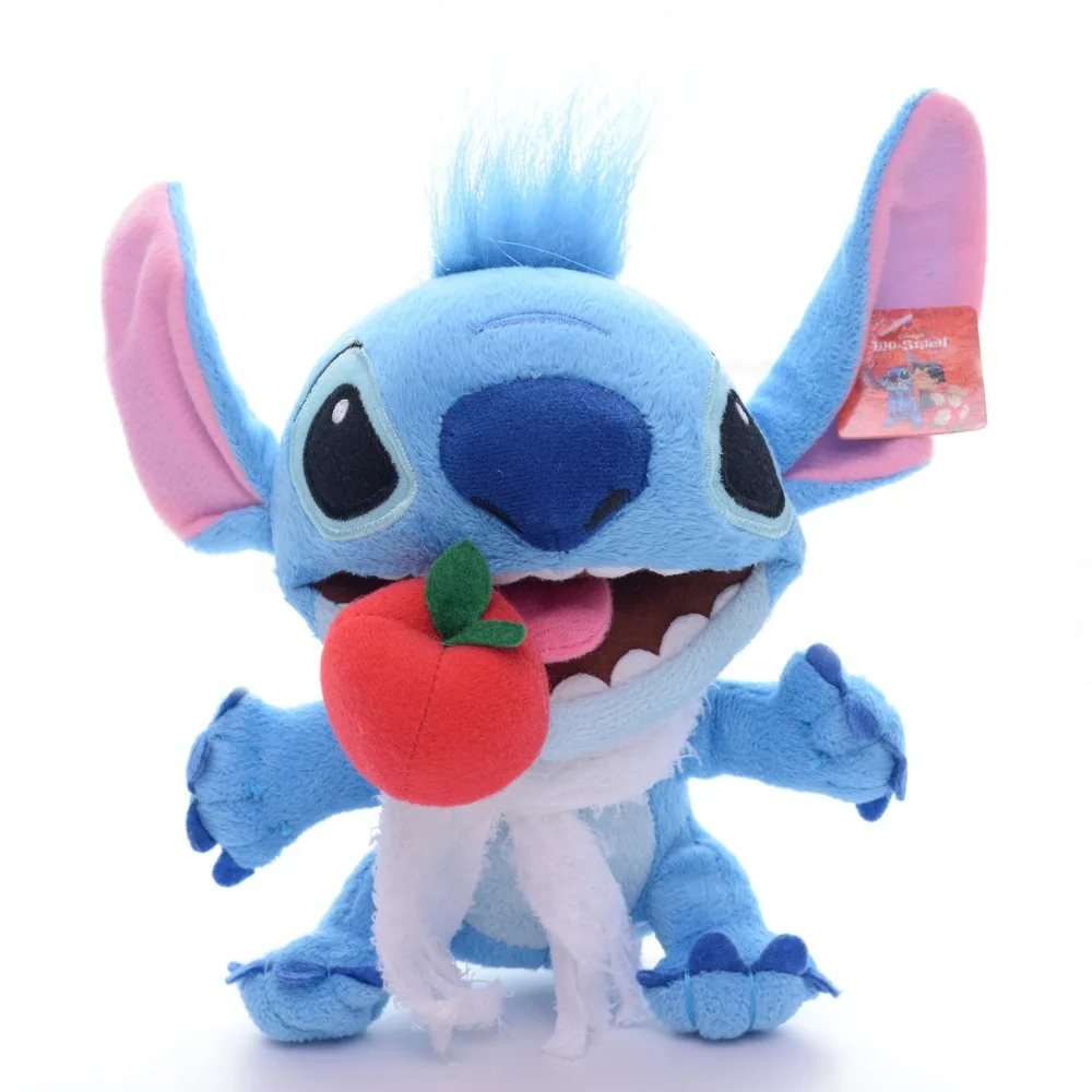 Lucu Biru Lilo Stitch Boneka Makan Apel Gadis Teman Boneka Mewah