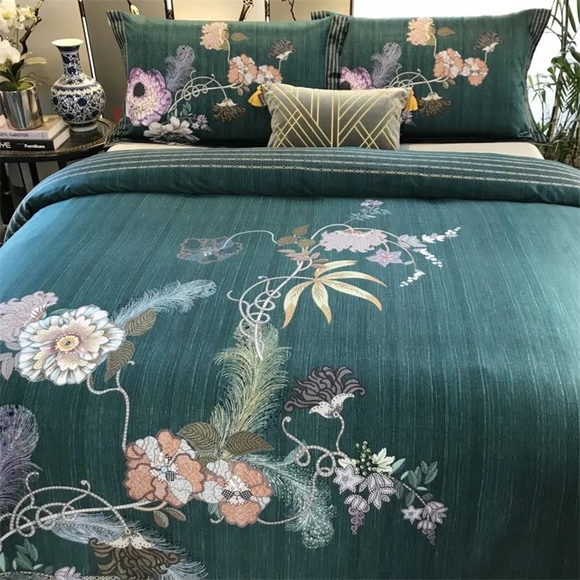 Top Chinese Wind Animal Egyptian Cotton Royal Gongsatin Craft Extra Large Bedding, Down Quilt, Bed Sheet, Pillow Cover, 4pcs 24
