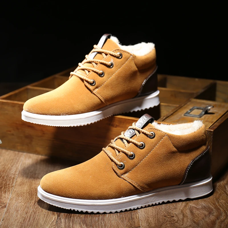 

Autumn Men Casual Shoes Plus Wool Winter Warm Shoes Men's Fleeces Shoes Lace Up Leisure Anti Slippery Flats Shoes Male Sneakers