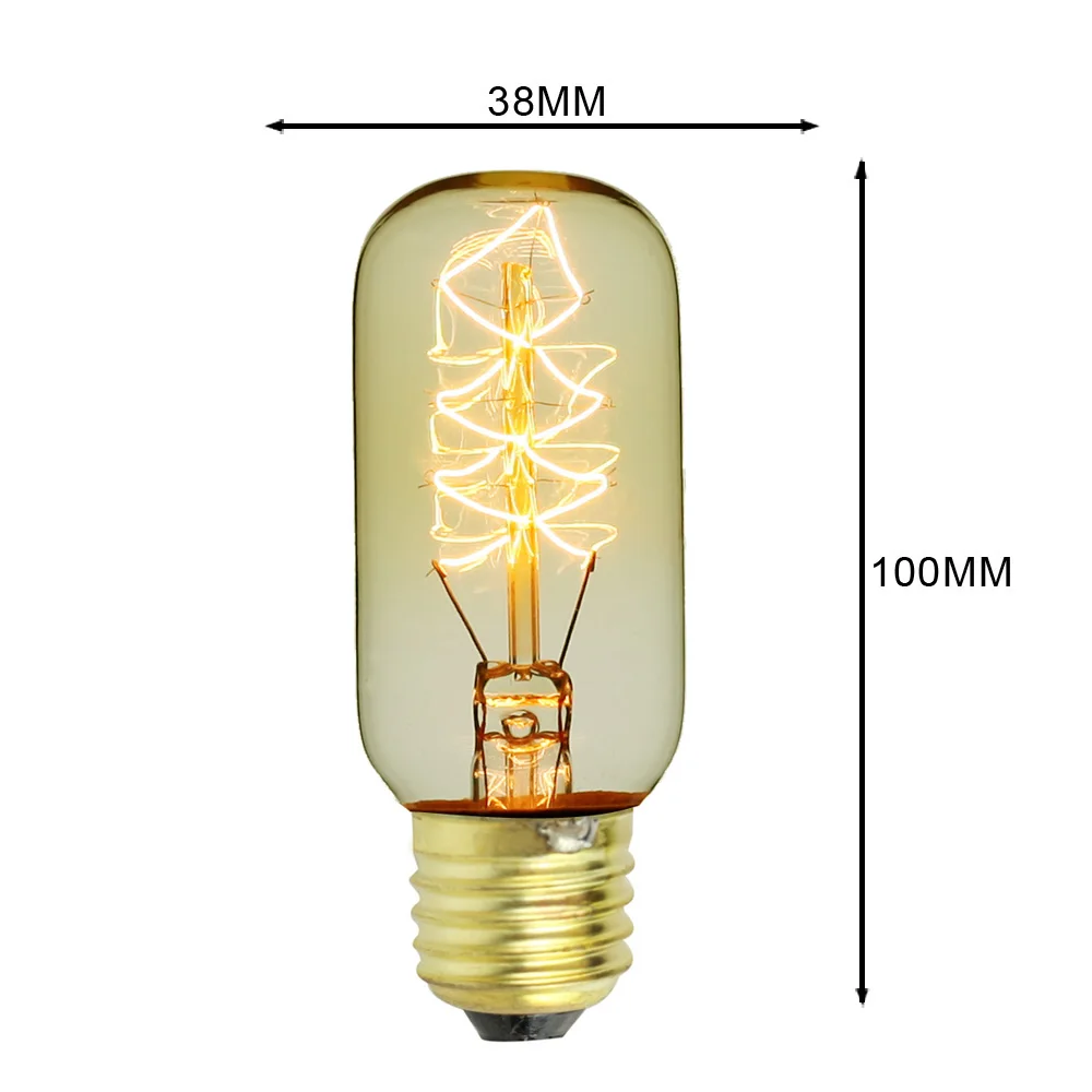 T38 короткозамкнутый декоративные лампочки Эдисона E27 лампа накаливания 220 В 40 Вт Праздничные огни 40 Вт лампа декор свет Amber - Цвет: T38 Spiral