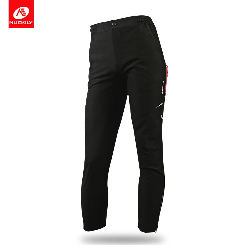 NUCKILY Cycling Pants Men Reflective Bicycle Long Tights Elastic Waist