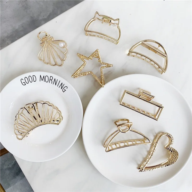 

1pcs New Fasion Women's Pearl Gold Metal Large Hair Claw Clamps Small Hair Clip Hair Claw Barrette