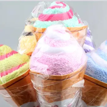 

Random Color Cute Soft Washing Towel Shaped Ice Cream Gift Portable Double Color Favor For Wedding Party
