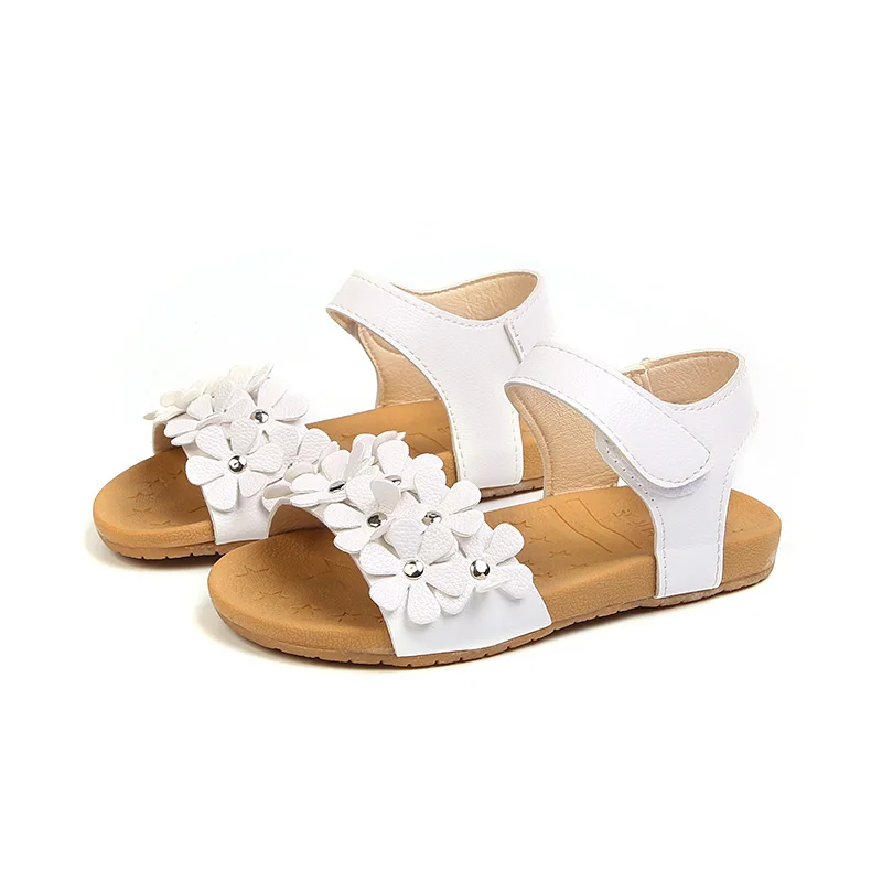 COMFY KIDS Summer Children Sandals for Girls Soft Leather Flowers ...