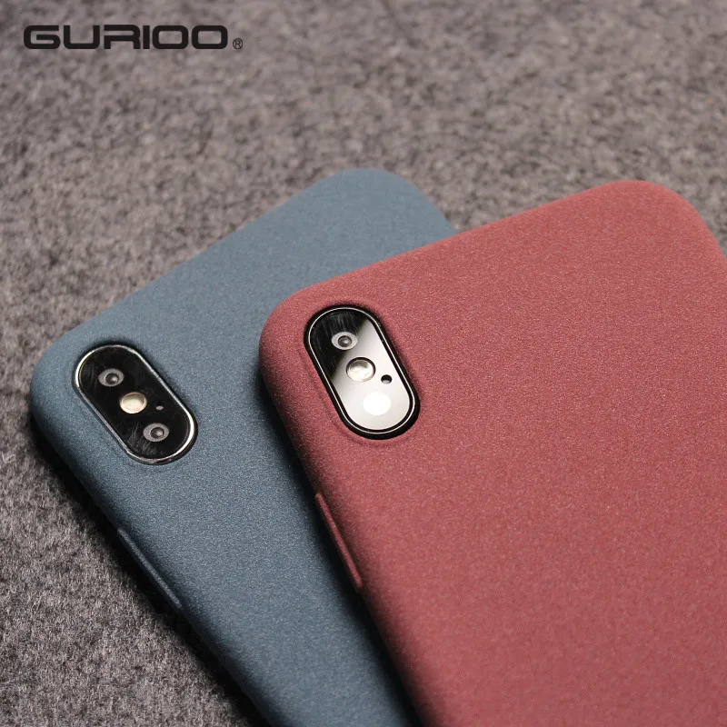 Goede Gurioo Mobiele Case Ultra Dunne Zandsteen Case Back Cover Soft Cover Scrub Cover Voor iPhone 6 6 s 7 8 X XR XS Max Plus telefoon case