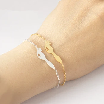 

10Pcs Fashion Bracelet For Girl Kids Stainless Steel Running Fox Bracelet Femme Gold Chains Pulseiras Masculina