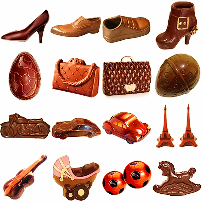 Polycarbonate Chocolate Moulds Form 3D Hollow Figure Molde Para Chocolate Bar Mold Candy Plastic Baking Pastry Cake Bakery Tools