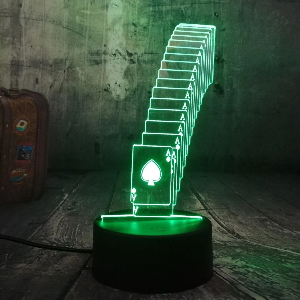 

Lustre Poker Playing Cards Dice Game Party 3D Night Light LED Table Desk Sleep Lamp Home Decor Teens Toy Birthday Christmas Gift